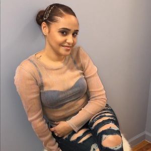 Rose glitter transparent blouse